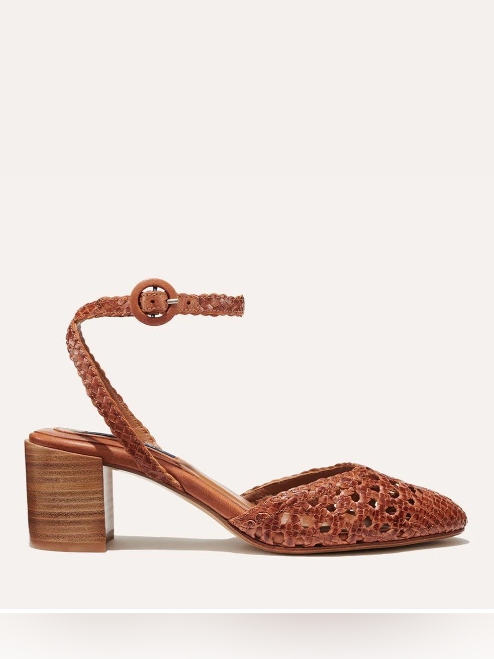 New Margaux Woven Market Heel Saddle Leather Size 11 - Picture 3 of 10